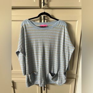 Lily Pulitzer Light Blue with Gold Metallic Stripes